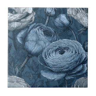 Boho Portuguese Ranunculus Tiles For Modern Bath