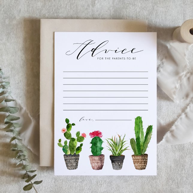 Boho Potted Cactus Advice for the Parents-to-be Card (Creator Uploaded)