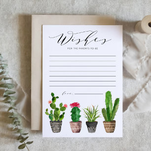 Boho Potted Cactus Well Wishes Baby Shower Advice Card