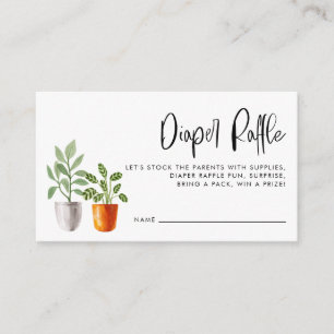 Boho Potted Houseplants Baby Diaper Raffle Game Enclosure Card