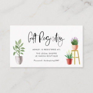 Boho Potted Houseplants Baby Shower Registry Enclosure Card