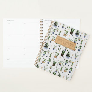 Boho Potted Plant Pattern Personalised  Notebook Planner