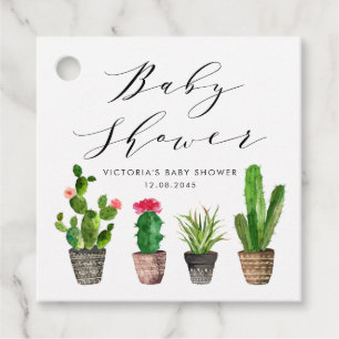 Boho Potted Succulents and Cactus Baby Shower Favour Tags