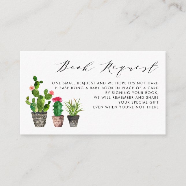 Boho Potted Succulents and Cactus Book Request Enclosure Card (Front)