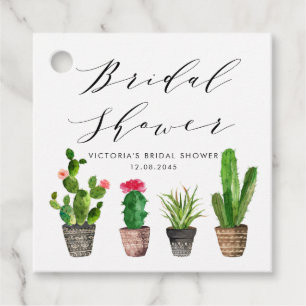 Boho Potted Succulents and Cactus Bridal Shower Favour Tags