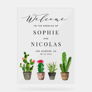 Boho Potted Succulents and Cactus Summer Wedding Acrylic Sign