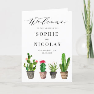 Boho Potted Succulents and Cactus Summer Wedding Programme