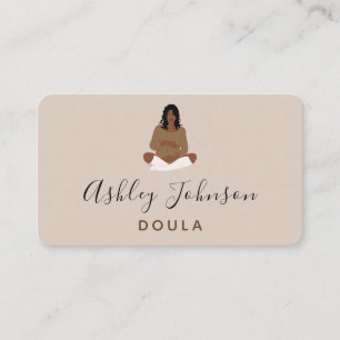 Boho Pregnant Lady Illustration Birthing Coach Business Card
