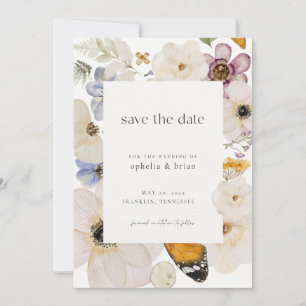 Boho Pressed Dried Flower Save the Date  Invitation