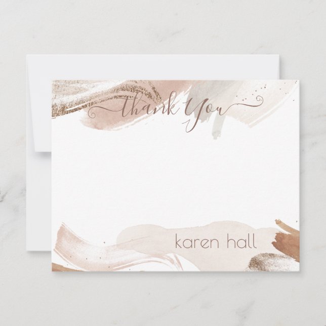 Boho Pretty Abstract Thank You Personalised Name Card (Front)