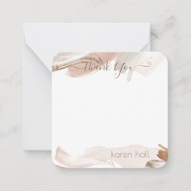 Boho Pretty Abstract Thank You Personalised Name N Card (Front)