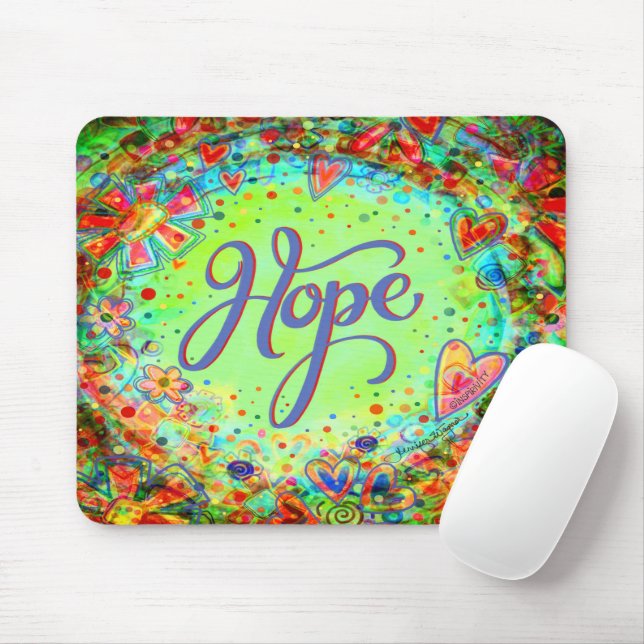 Boho Pretty Floral Green Hope Inspirivity Mouse Mat (With Mouse)