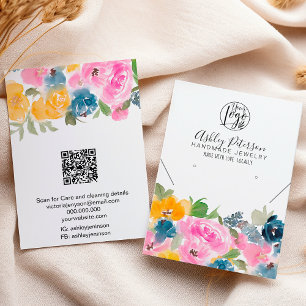 Boho pretty floral logo jewellery earring necklace business card