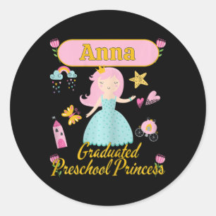 Boho Princess Anna 2026 Personalised Preschool Gra Classic Round Sticker