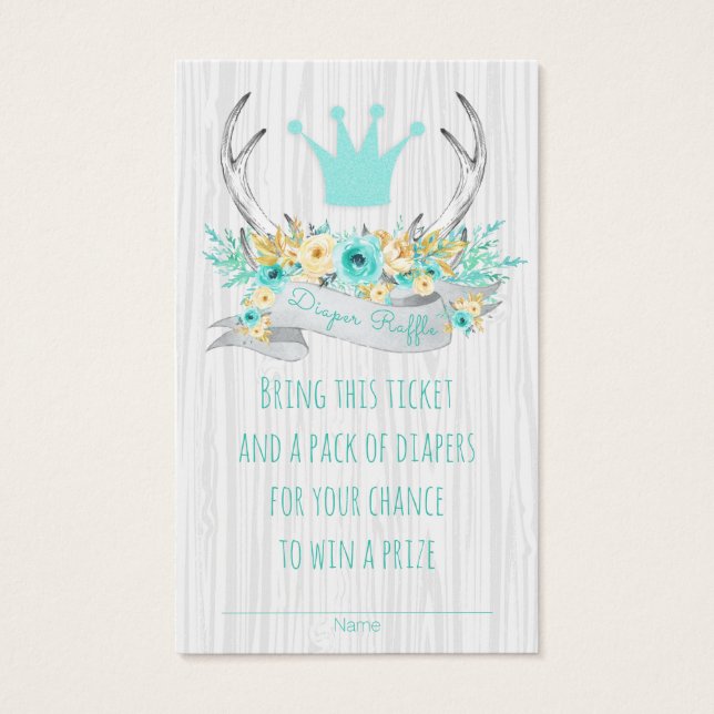Boho Princess Antler Tribal Diaper Raffle Tickets (Front)
