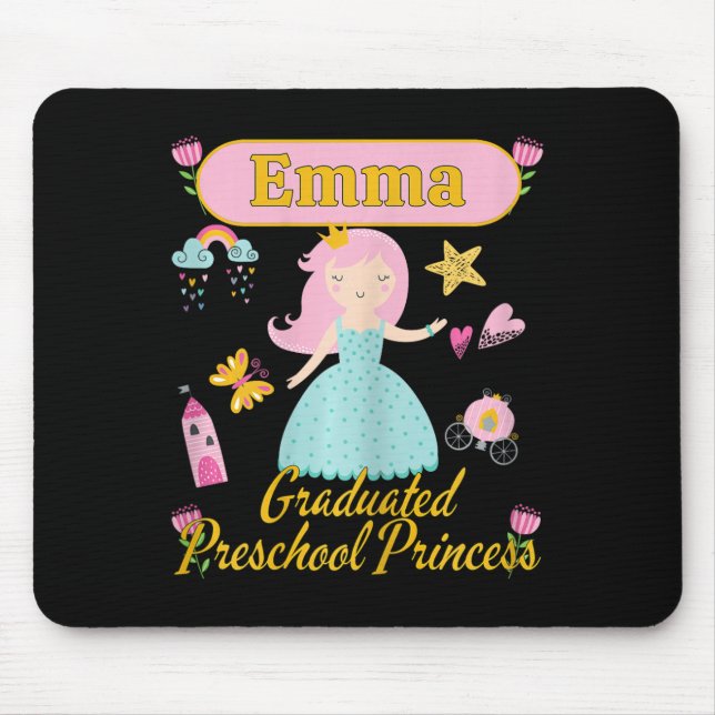 Boho Princess Emma 2026 Personalised Preschool Gra Mouse Mat (Front)