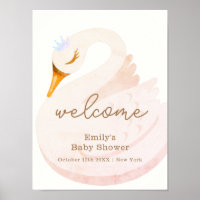 Boho Princess Swan Girl Baby Shower Welcome