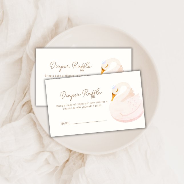 Boho Princess Swan Girl Diaper Raffle Baby Shower Enclosure Card (Boho Princess Swan Girl Diaper Raffle Baby Shower Enclosure Card)