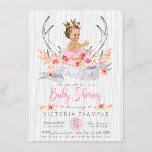 Boho Princess Tribal Antler Baby Shower Invitation