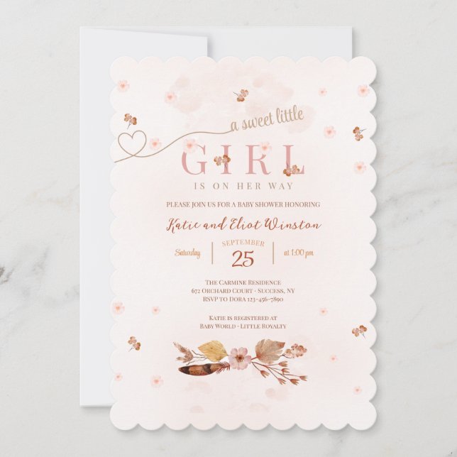 Boho Print Pink Baby Shower Invitation (Front)