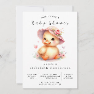 Boho Printable Duck Baby Shower Invitation