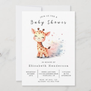 Boho Printable Giraffe Baby Shower Invitation