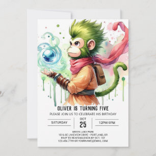 Boho Printable Monkey Birthday Invitation