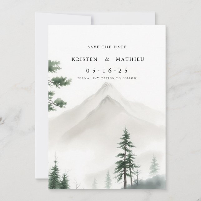 Boho Printable Mountain Save The Date (Front)