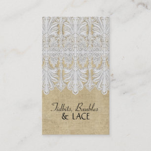 BOHO Printed Burlap n Lace gypsy Modern Mod Style Business Card