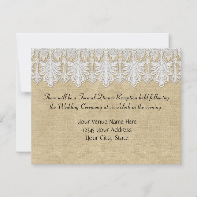 BOHO Printed Burlap n Lace gypsy Modern Mod Style Invitation (Front)