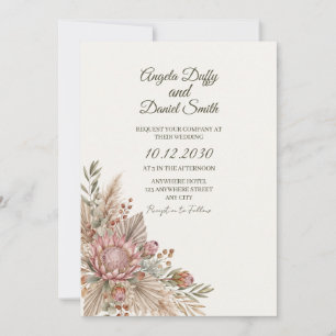 Boho Protea Botanical Wedding Invitation