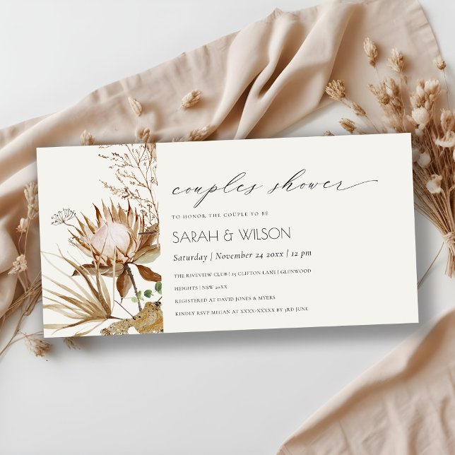 Boho Protea Dry Palm Floral Couples Shower Invite (Creator Uploaded)