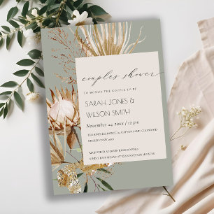 Boho Protea Dry Palm Floral Couples Shower Invite