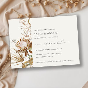 Boho Protea Dry Palm Floral Vow Renewal Invite