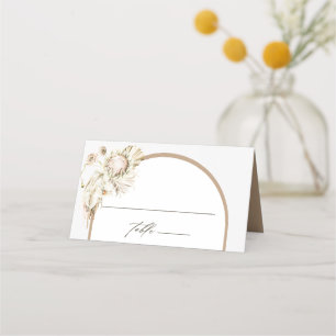 Boho Protea Pampas Grass Floral Wedding Place Card