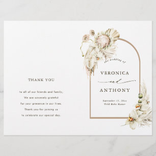Boho Protea Pampas Grass Floral Wedding Program