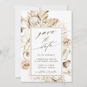 Boho Protea Pampas Grass Watercolor Wedding Photo Save The Date