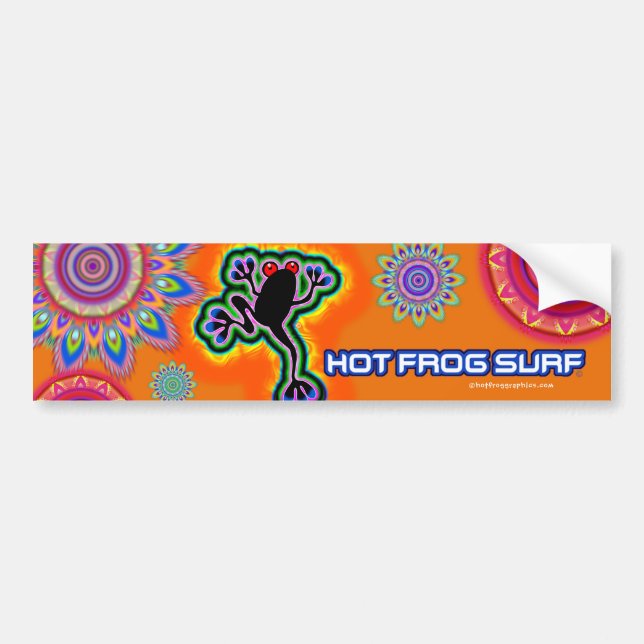 Boho psychedelic hot frog SURF bumper STICKER 2 (Front)
