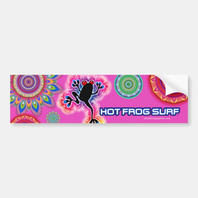 Boho psychedelic hot frog SURF bumper STICKER. Bumper Sticker (Front)