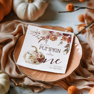 Boho Pumpkin Autumn Bloom 1st Birthday Napkin