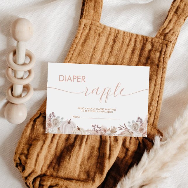 Boho Pumpkin Baby Shower Diaper Raffle Tickets Enclosure Card (Creator Uploaded)