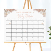 Boho Pumpkin Baby Shower Guess Due Date Calendar
