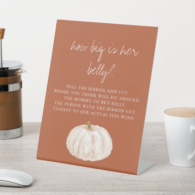Boho Pumpkin Baby Shower How Big Is Her Belly Pedestal Sign (In SItu)