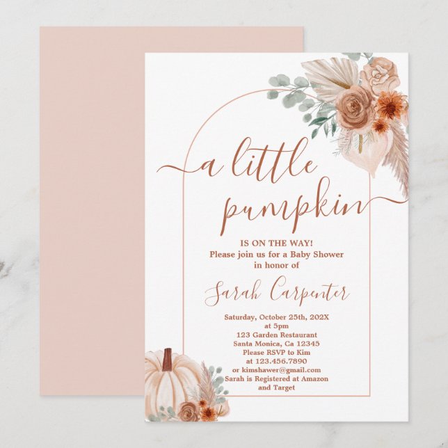 Boho Pumpkin Baby Shower Invitation (Front/Back)