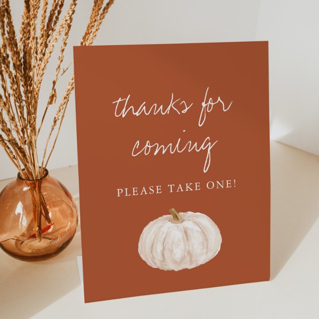 Boho Pumpkin Baby Shower Thanks for Coming Pedestal Sign (Creator Uploaded)