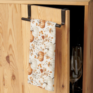 Boho Pumpkin Doodle Fall Seamless Tea Towel