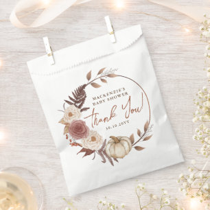Boho Pumpkin Fall Autumn Floral Girl Baby Shower Favour Bags