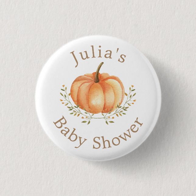 Boho Pumpkin Fall Autumn Foliage Baby Shower 3 Cm Round Badge (Front)