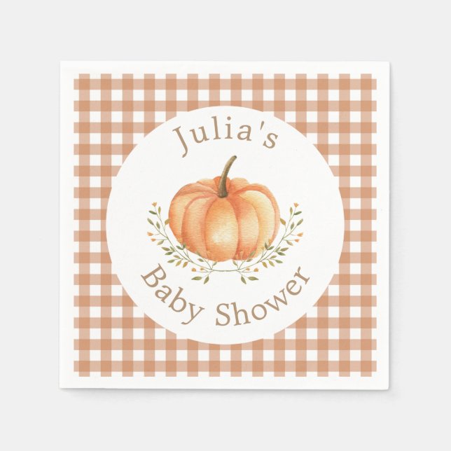 Boho Pumpkin Fall Autumn Foliage Baby Shower  Napkin (Front)