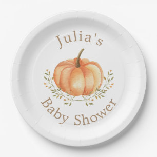 Boho Pumpkin Fall Autumn Foliage Baby Shower  Paper Plate